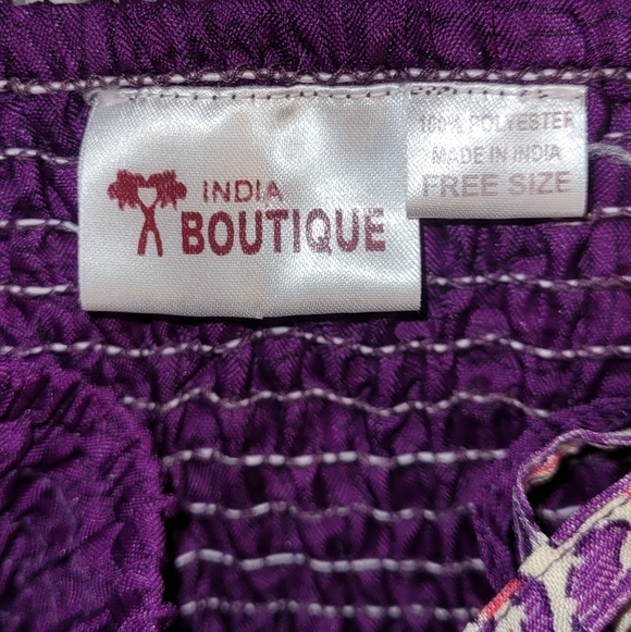 India Boutique Purple Smocked Patchwork Dress - Picture 2 of 7